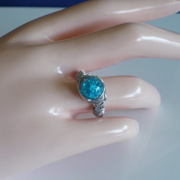 ❤️ Handcrafted Artisan Ring Wire Wrapped Torquoise - Picture 1 of 11